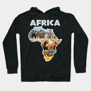 African Wildlife Continent Collage Hoodie